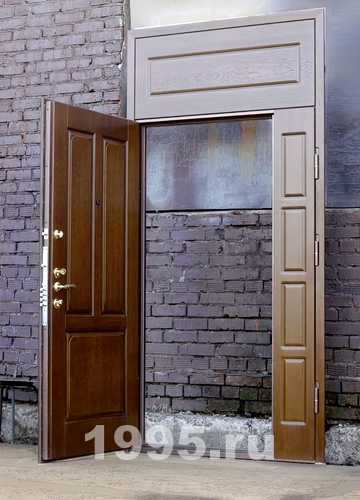 Парадная дверь МДФ с верхней вставкой