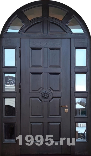 Дверь металлическая МДФ арочного типа с остекленными вставками