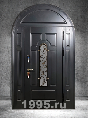 Арочная дверь с МДФ шпон, окрас RAL (цвет графит)