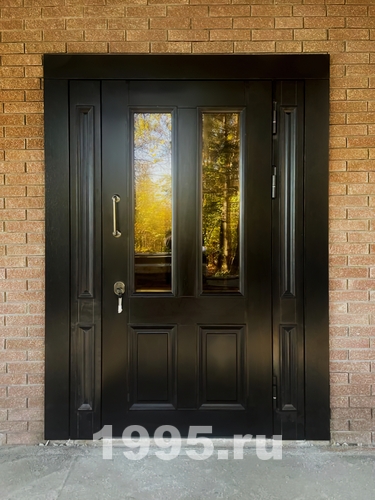 Дверь МДФ шпон с багетным рисунком и остеклением
