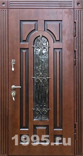 Входные двери со стеклопакетом и ковкой