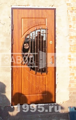 Входная дверь со стеклом и ковкой