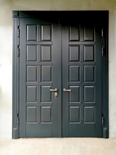 Двустворчатая стальная дверь с наборным МДФ окрас по RAL