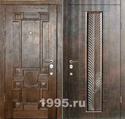 Двери металлические с отделкой массивом № 26