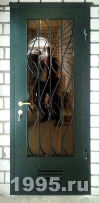 Порошковая дверь со стеклом и вентиляцией